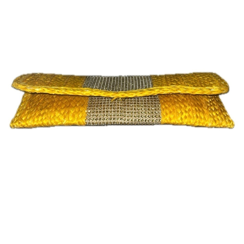Yellow Woven Clutch from the Bahamas, Mary L’s w/Yellow Rhinestones - Picture 7 of 8